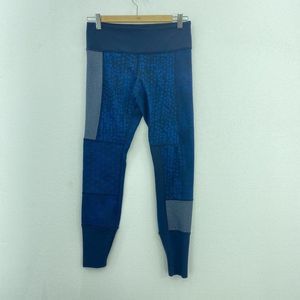 Lululemon Floral Blue Running Leggings Ribbed Hem